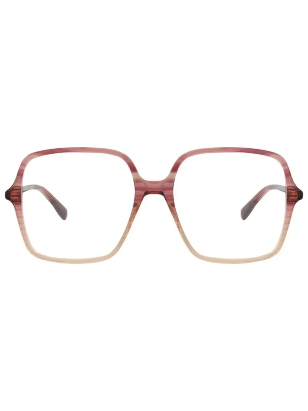 New Gucci Women's Eyeglasses Square Rectangle Acetate Frame Red Red Transparent